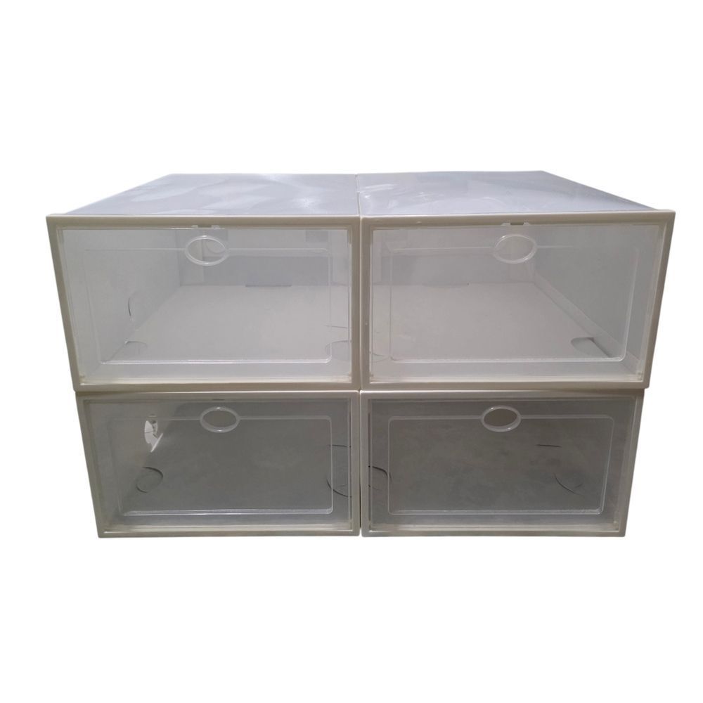 Stackable White Interlocking Shoe Storage Organizer